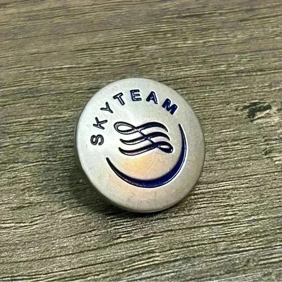 Vintage Delta Airlines Sky Team Alliance Silver Tone Blue Pin - Picture 3 of 3